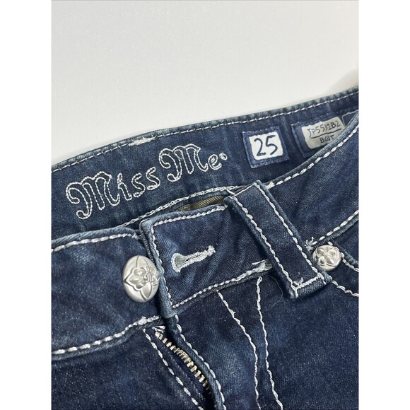 Miss Me Embellished Jeans Mid-Rise Bootcut Y2K  Women’s 25 Dark Blue Denim - Picture 2 of 8